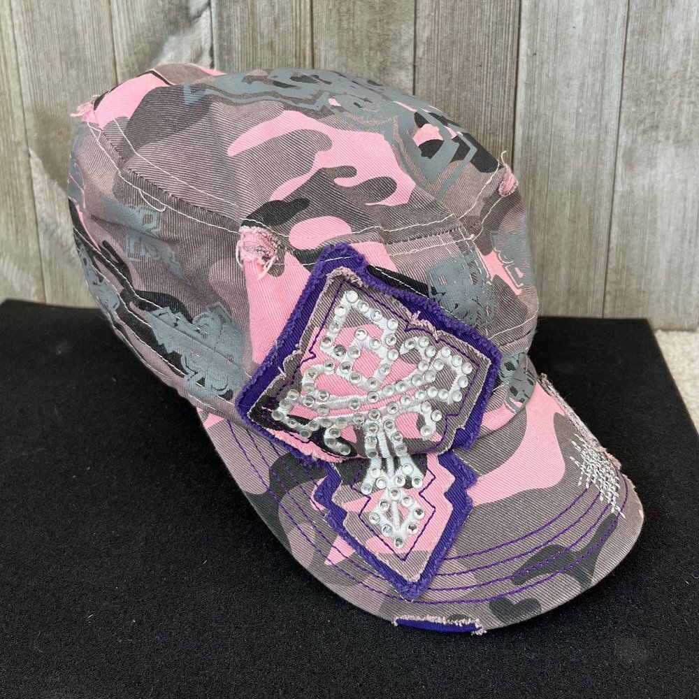 Distressed Camo Flattop Hat